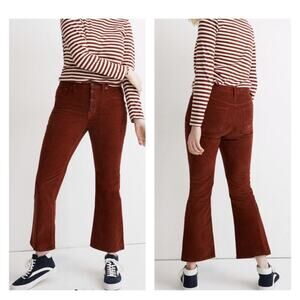 Madewell Cali Demi-Boot Jeans Corduroy Button Fly in Canterbury Red M0602 Sz 25